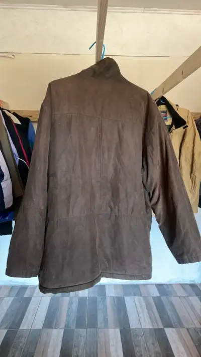 Chaqueta de cuero marrón para hombre - miniatura 2