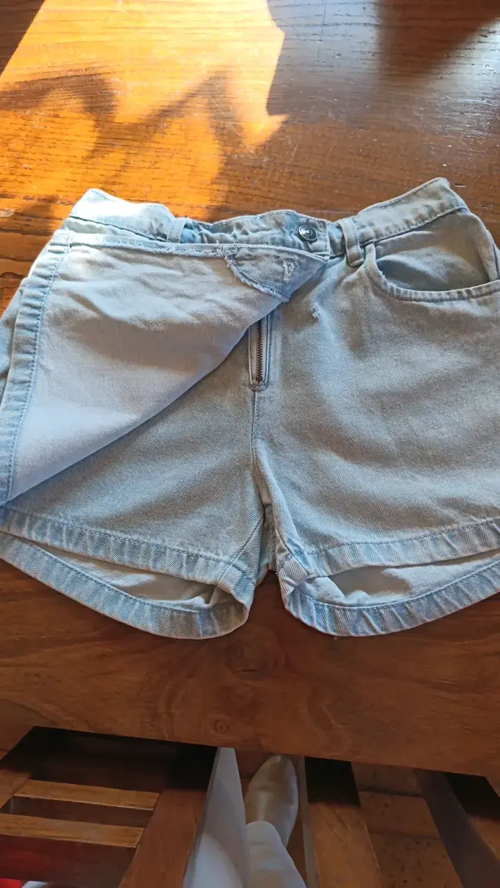 Falda Short de mezclilla azul claro para mujer - 3