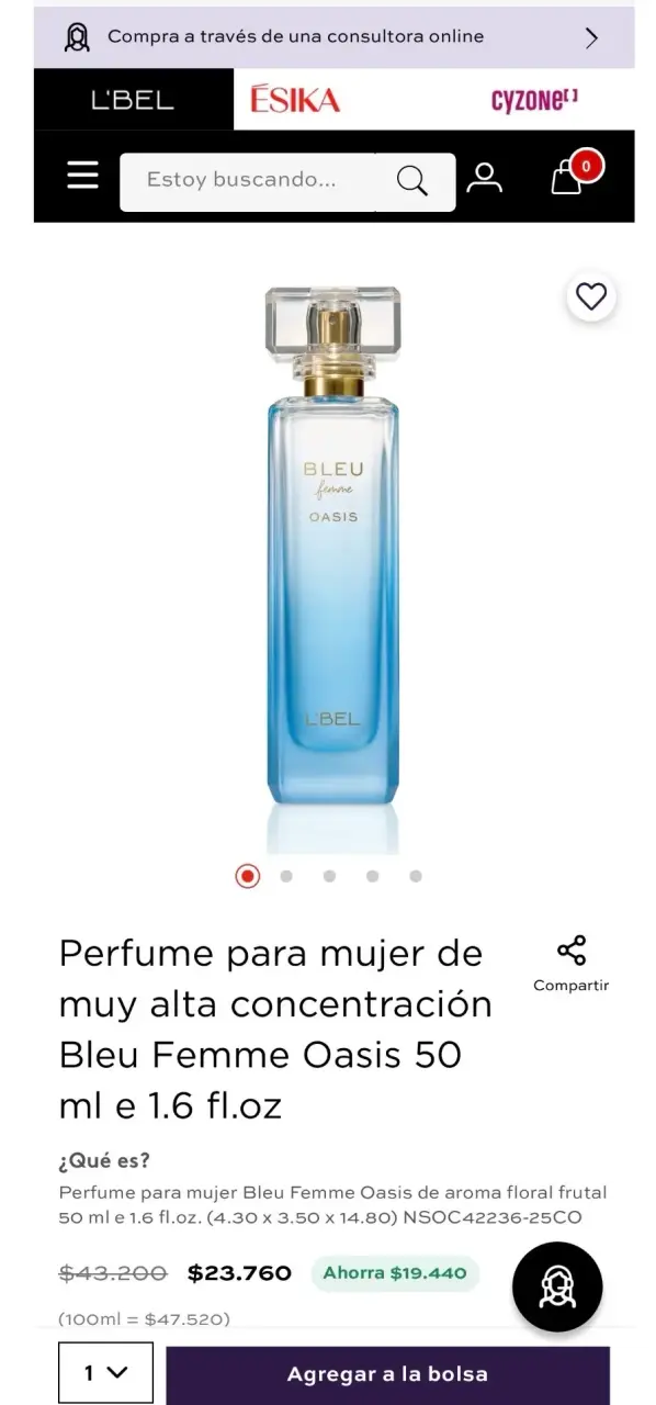 Perfume Bleu Femme Oasis 50 ml para Mujer - 2