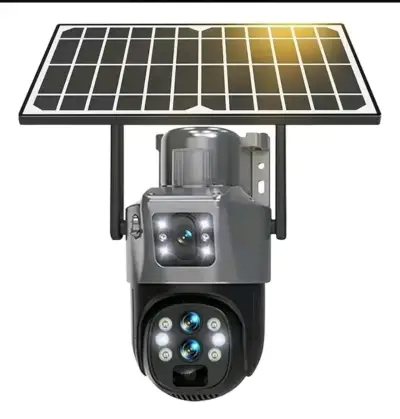 Cámara de seguridad solar con panel y luces LED - miniatura 1
