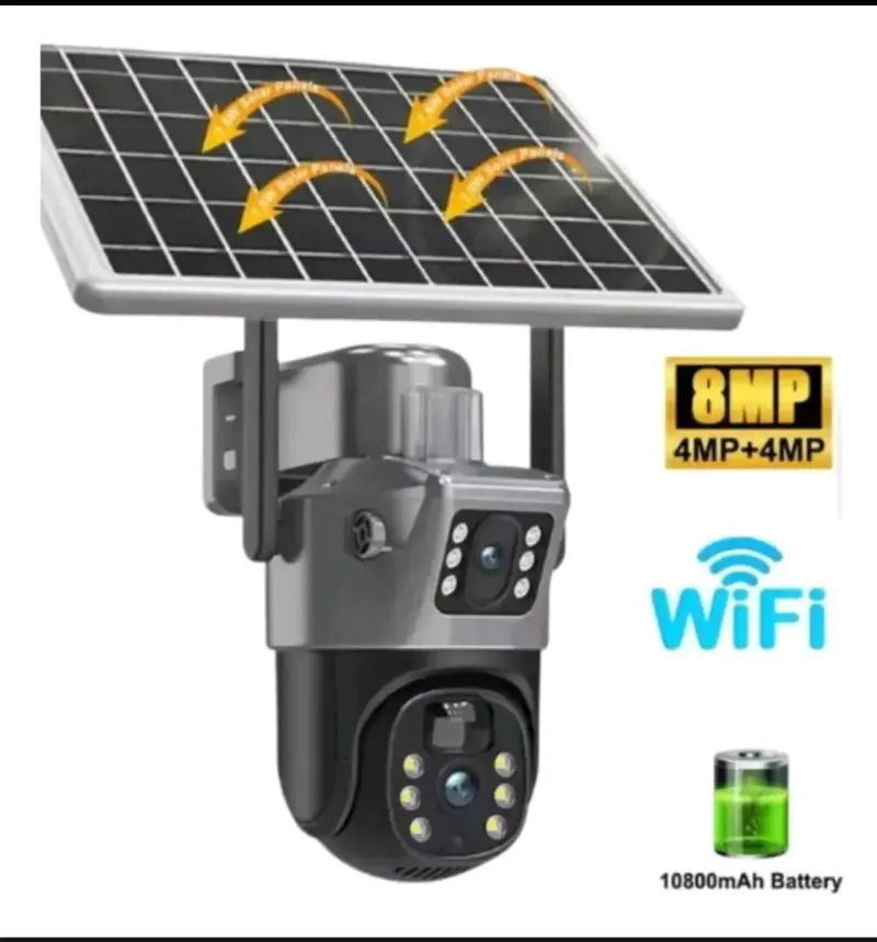 Cámara de seguridad solar con panel y luces LED - 2