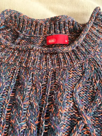 Suéter de lana trenzado multicolor EDC - miniatura 2