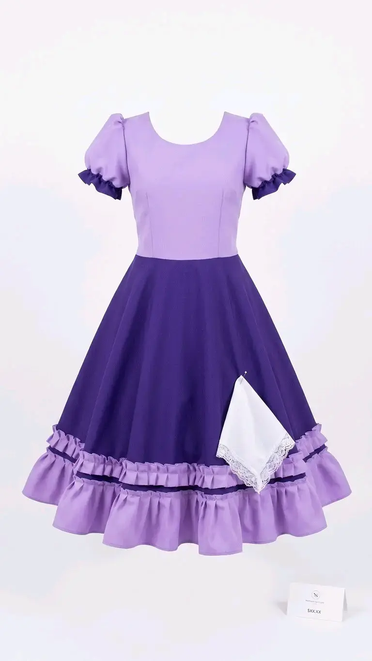 Vestido morado con volantes