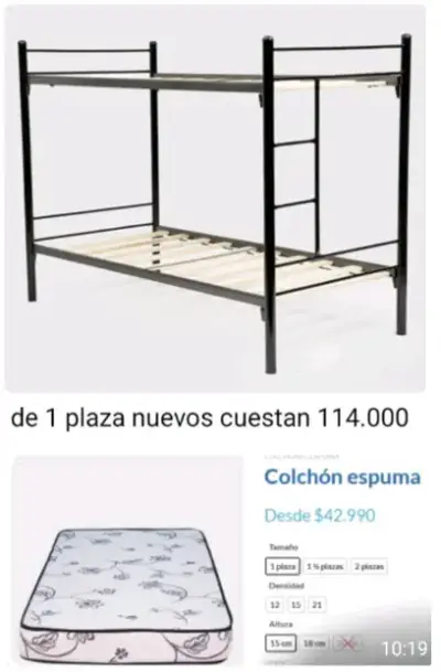 Camarote de metal con 2 colchones de 1 plaza - miniatura 1