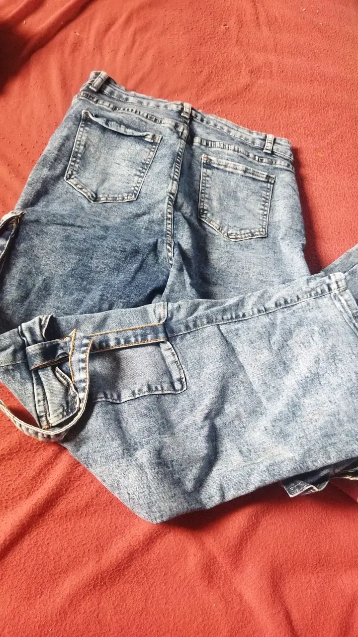 Jeans de mezclilla azul cargo - 1