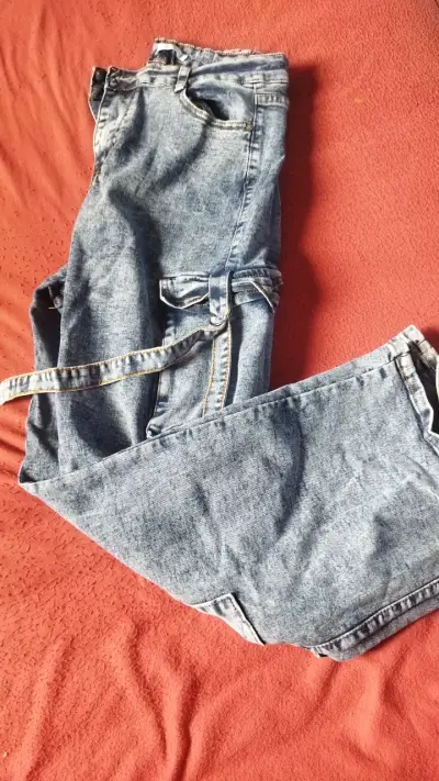 Jeans de mezclilla azul cargo - miniatura 2