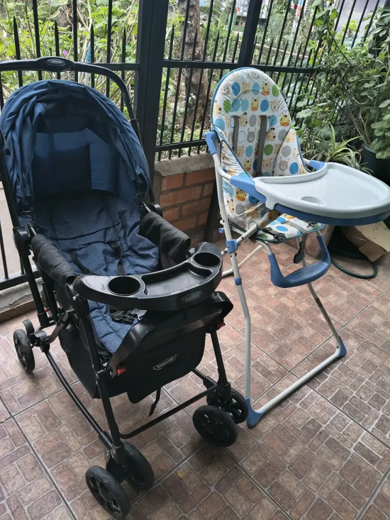 Coche de paseo y silla de comer para guagua. - 3