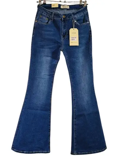 Jeans acampanados azul para mujer - miniatura 1
