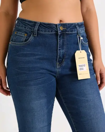 Jeans acampanados azul para mujer - miniatura 4