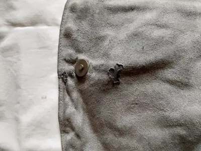 Mochila de lona verde con detalles de cuero marrón - miniatura 2