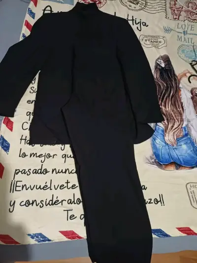 Traje formal negro de lana para hombre - miniatura 1