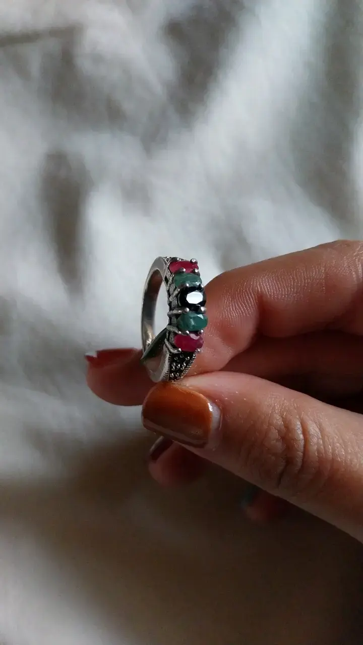 Anillo de plata con piedras de colores - 3