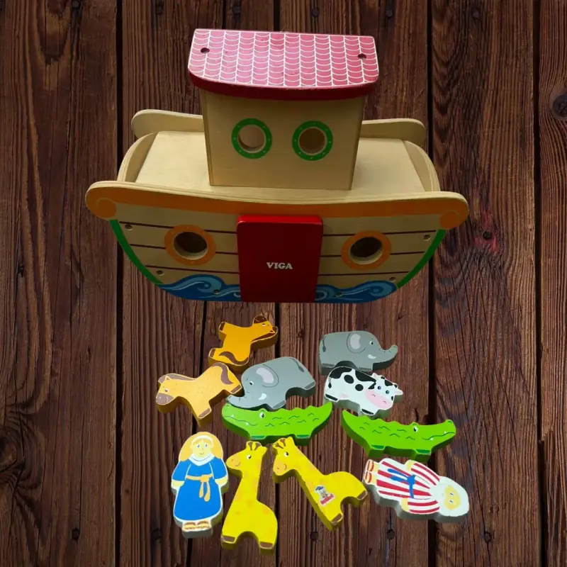 Arca de Noé de madera con figuras de animales Viga - 1