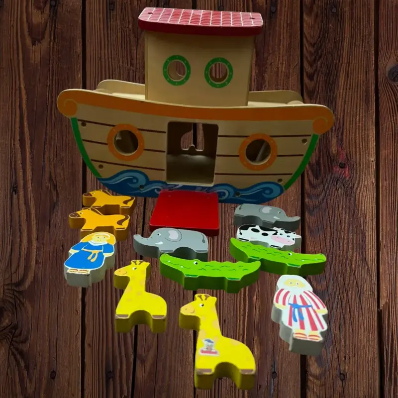Arca de Noé de madera con figuras de animales Viga - 2