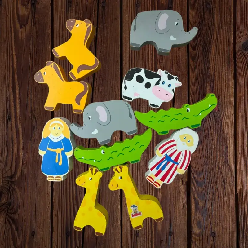 Arca de Noé de madera con figuras de animales Viga - 3