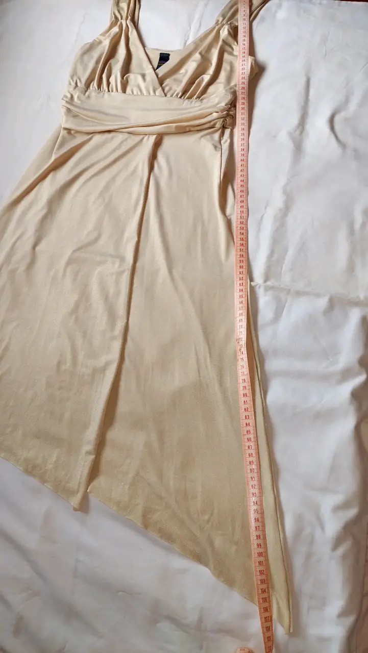 Vestido beige con brillo elegante para mujer - 4
