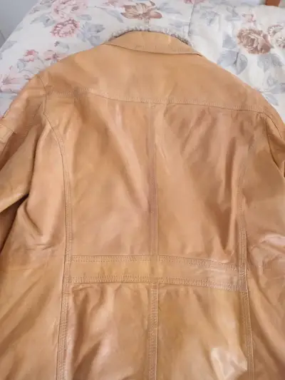 Chaqueta de cuero marrón con forro de lana Gipsy - miniatura 4