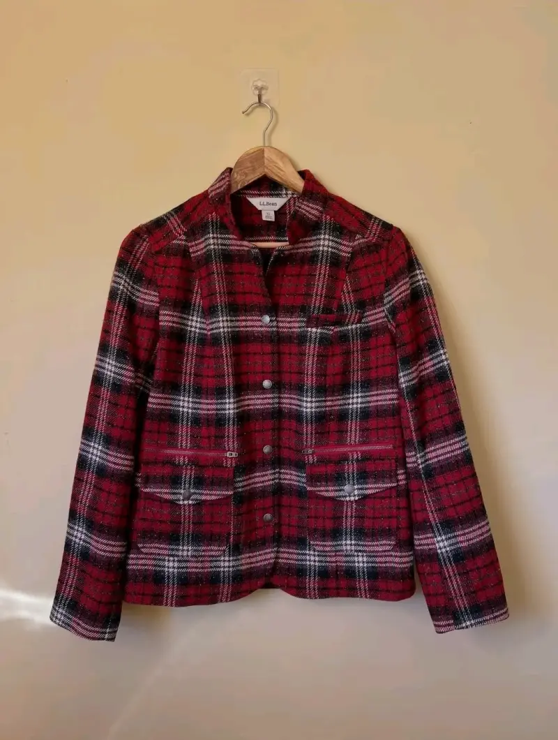 Chaqueta de lana a cuadros roja L.L. Bean