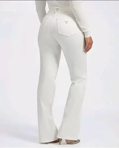 Jeans prada  blancos de mujer estilo acampanado - miniatura 2