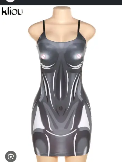 Vestido ajustado con diseño futurista Kliou - miniatura 1