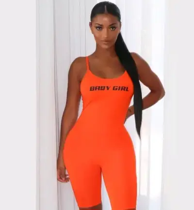 Enterito naranja con tirantes 'Baby Girl' - miniatura 1