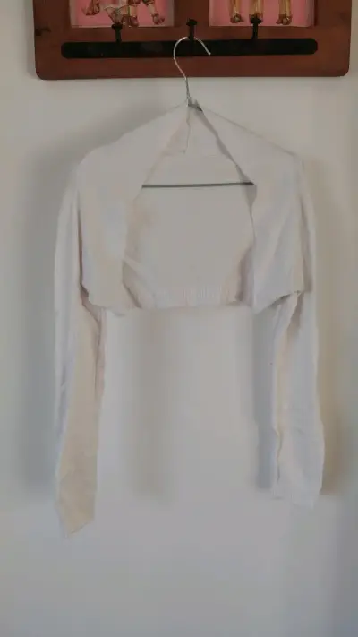 Bolero blanco de punto para mujer - miniatura 1