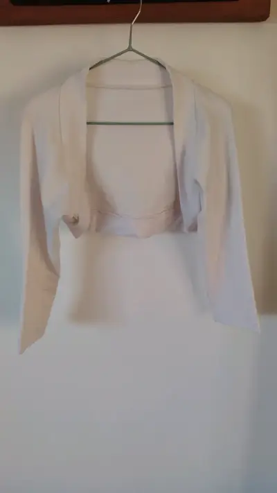 Bolero blanco de manga larga mujer - miniatura 1