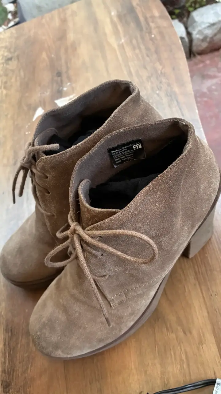 Botines de gamuza marrón con tacón alto - 5