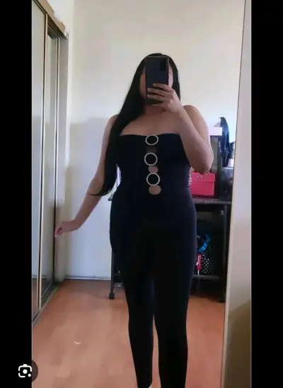 Enterito negro sin tirantes con aros decorativos - miniatura 2