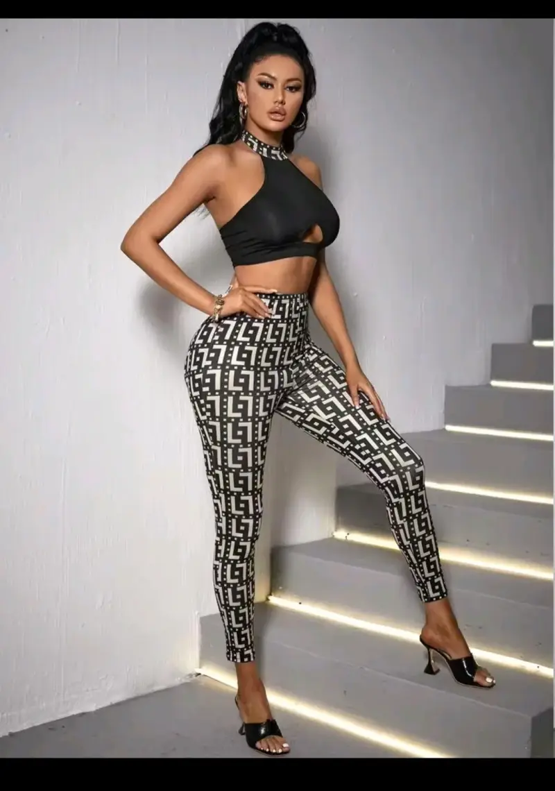 Conjunto de Top y Leggings Estampados para Mujer - 2