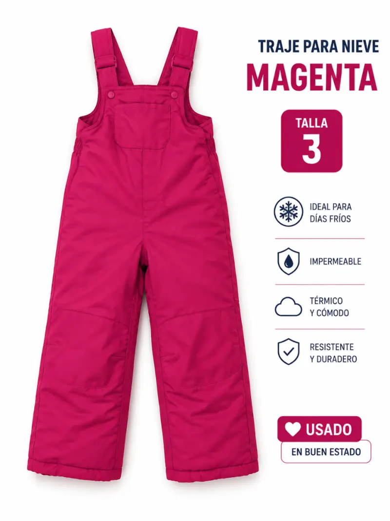 Traje para nieve magenta talla 3 usado