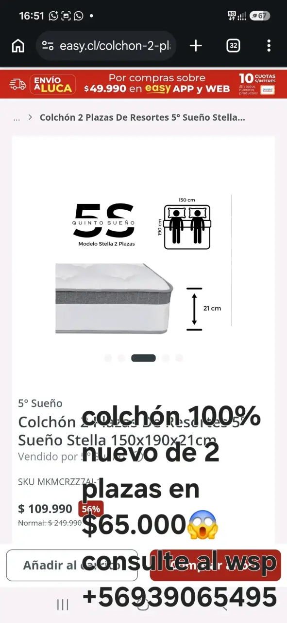 Colchón 2 Plazas nuevo✨️