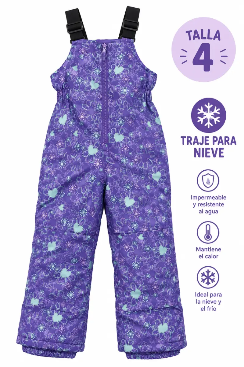 Pantalón de nieve impermeable para niña talla 4