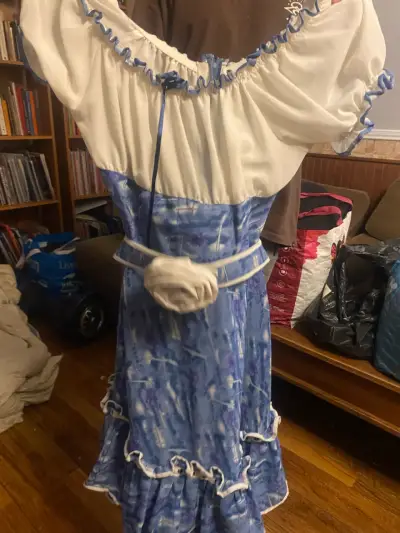 Vestido huasa adulta azul celeste. - miniatura 1