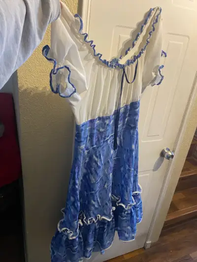 Vestido huasa adulta azul celeste. - miniatura 2