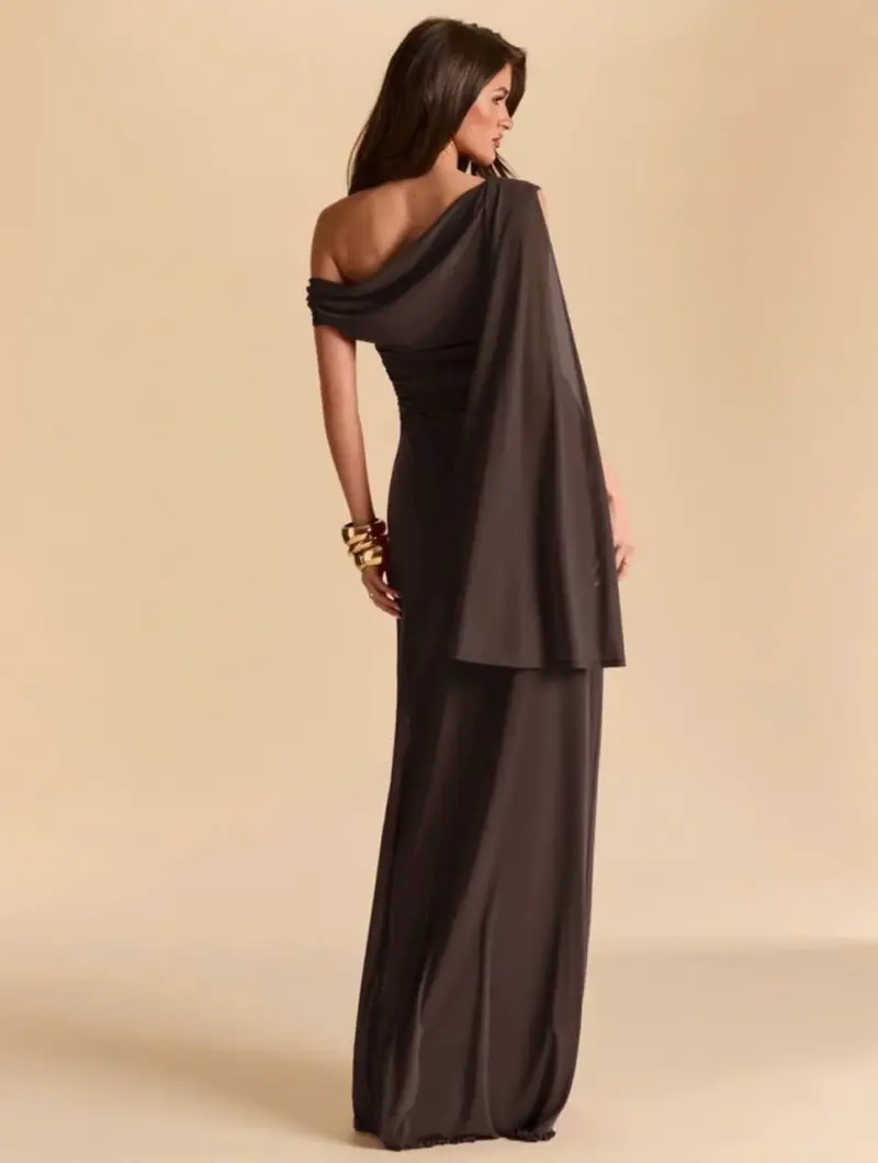 Vestido largo elegante de un solo hombro - 2