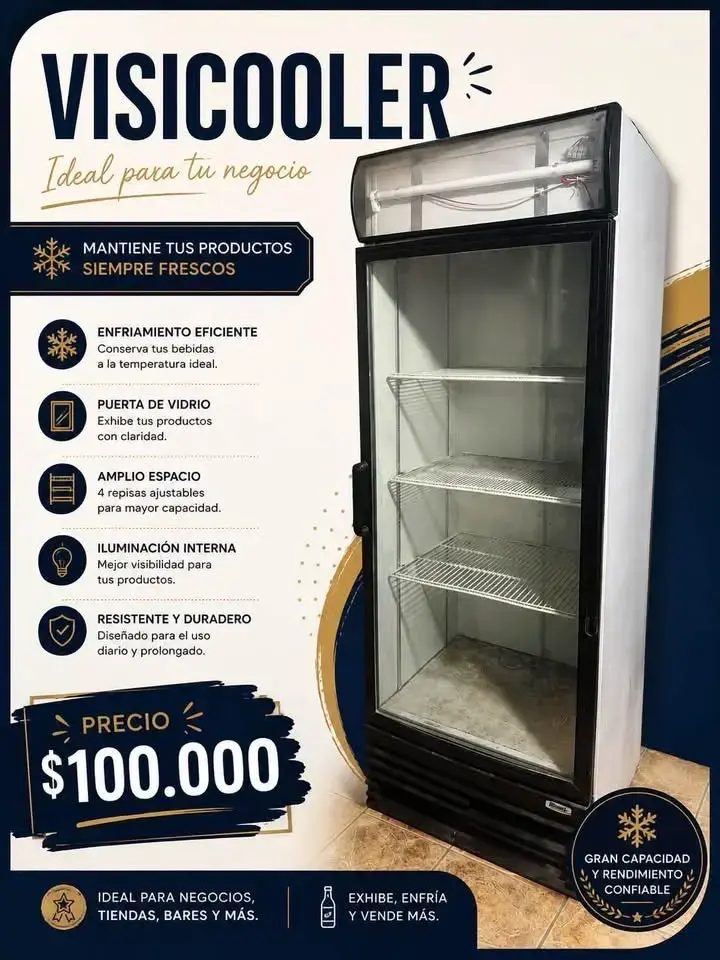 Visicooler con puerta de vidrio y 4 repisas