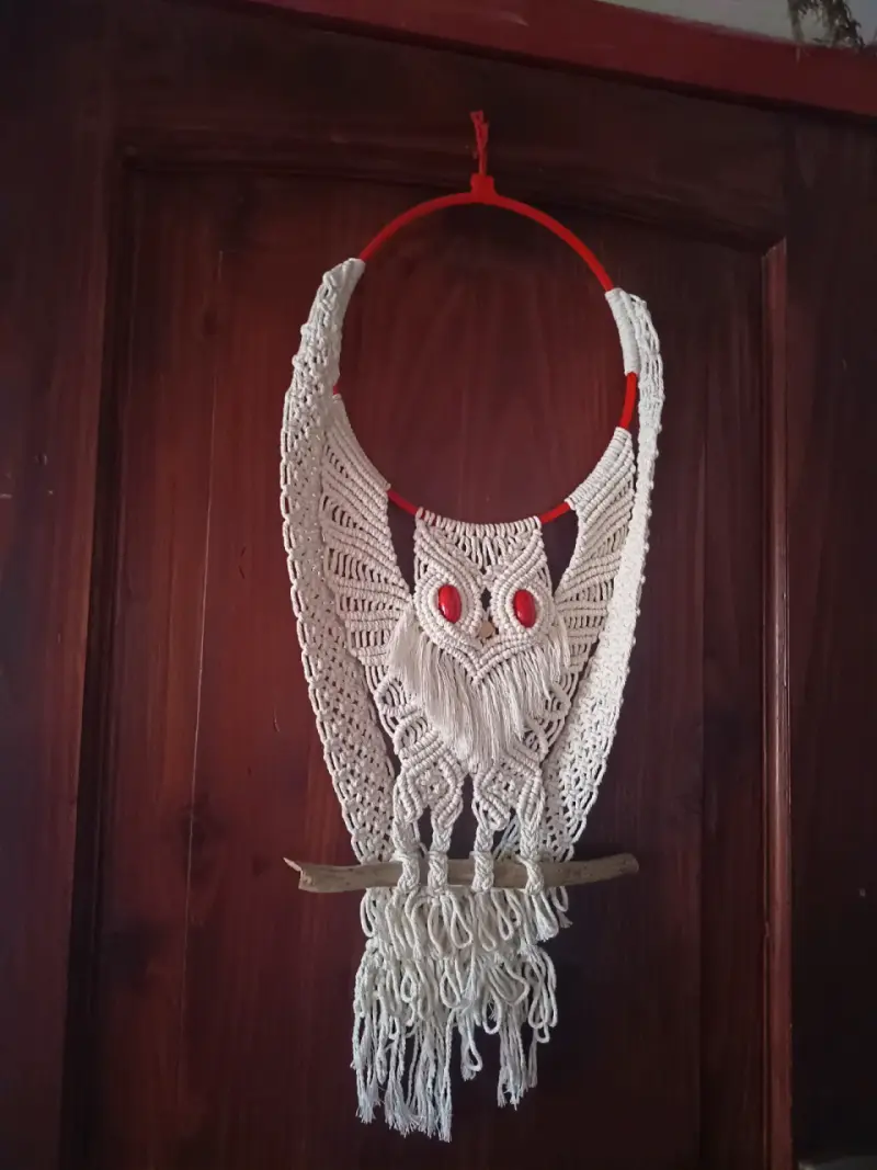 Decoración de pared macramé búho artesanal - 1