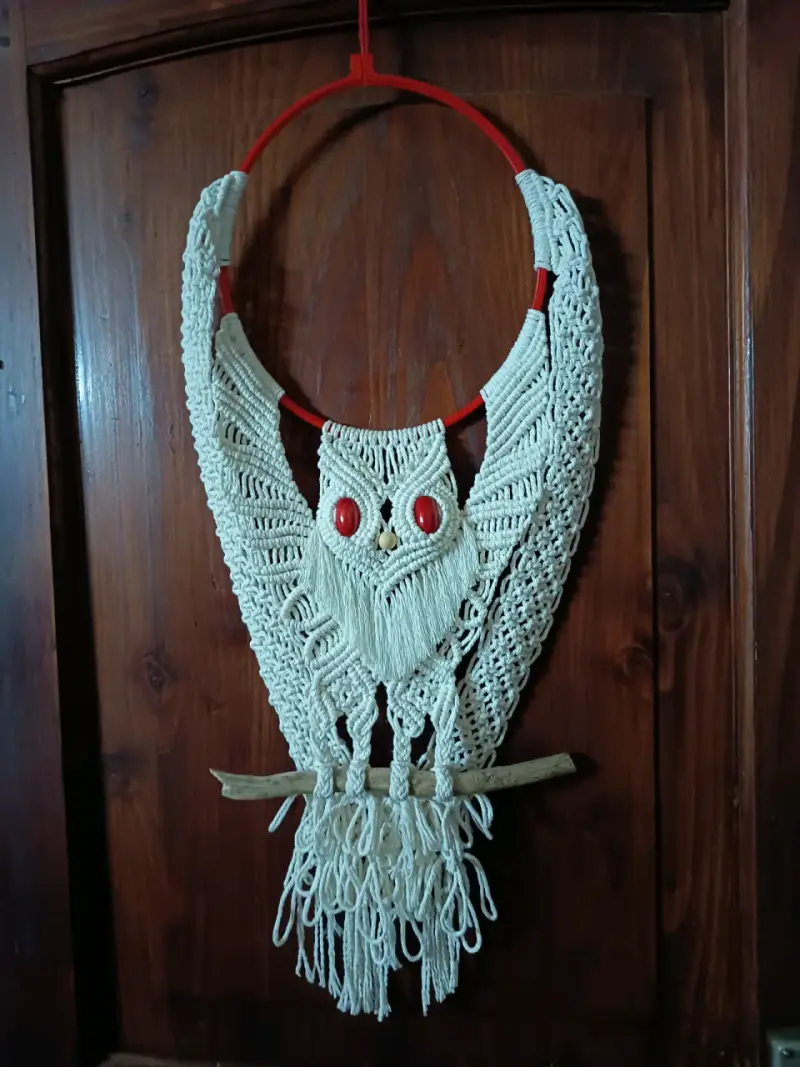 Decoración de pared macramé búho artesanal - 2