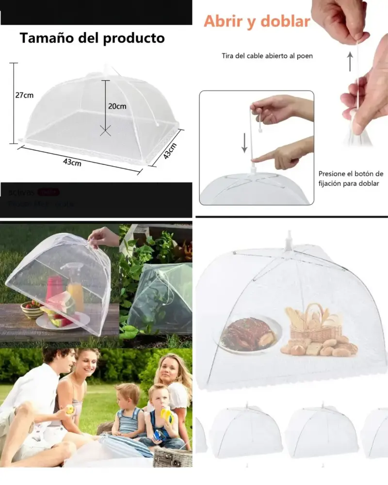Cubierta de malla para alimentos plegable