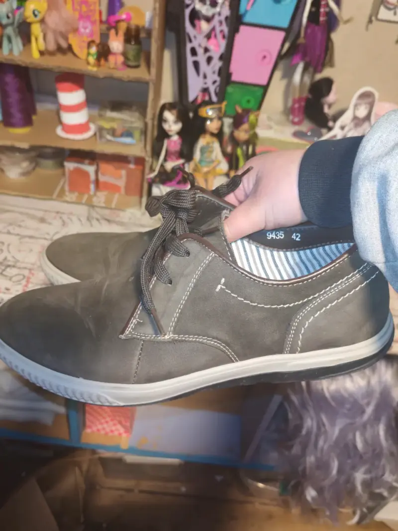 Zapatos casuales de cuero gris para hombre - 2