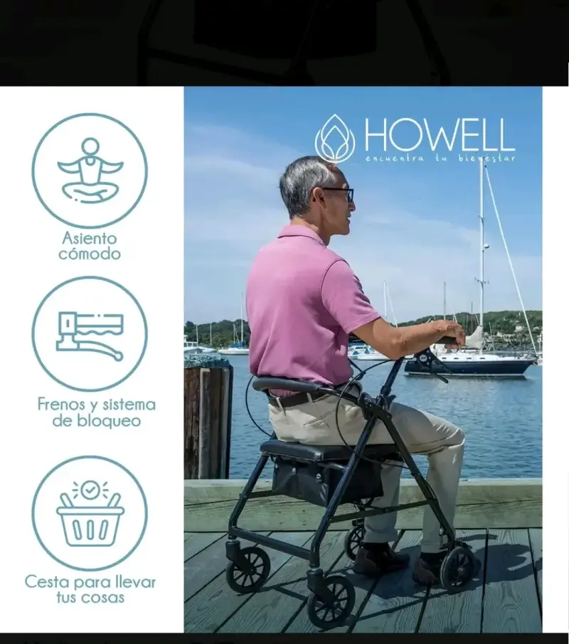 Andador ortopédico Howell con asiento y frenos - 2