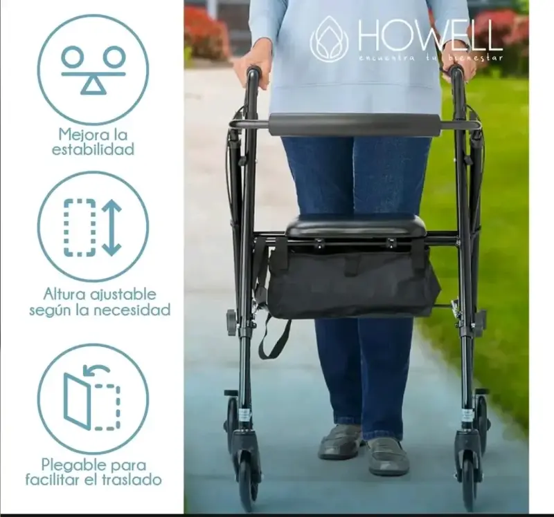 Andador ortopédico Howell con asiento y frenos - 3