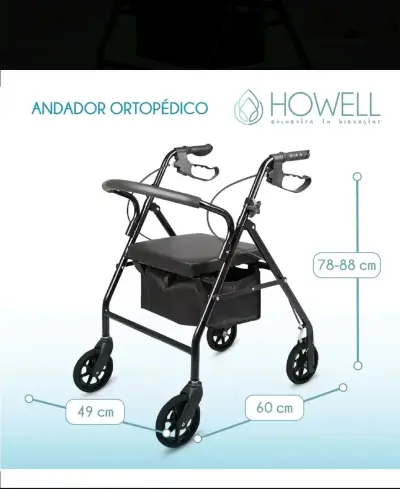 Andador ortopédico Howell con asiento y frenos - miniatura 4