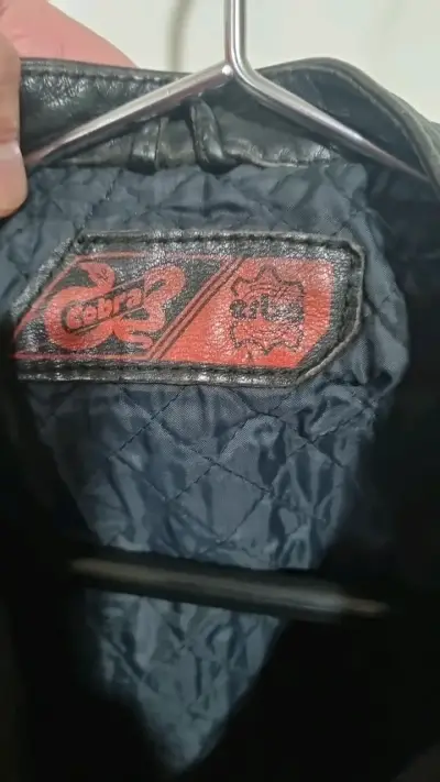 Chaqueta de cuero negra estilo motociclista Cobra - miniatura 3