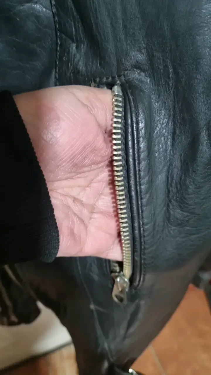 Chaqueta de cuero negra estilo motociclista Cobra - 5