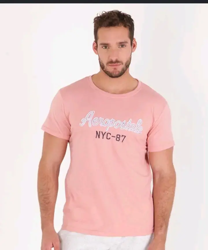 Polera Aeropostale para hombre en rosa y blanco - 1