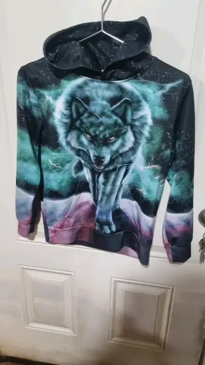 Polerón con capucha diseño lobo Funnycokid - miniatura 1