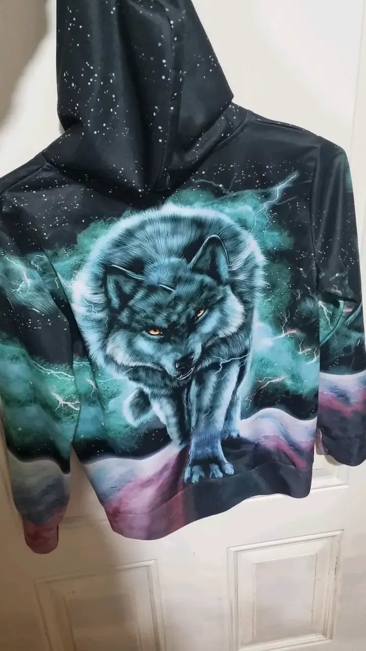 Polerón con capucha diseño lobo Funnycokid - 4