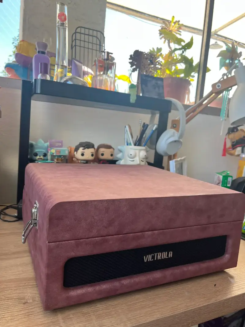 Tocadiscos portátil Victrola vintage rosa - 2